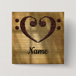 Bóton Quadrado 5.08cm Coração de Limpeza de Baixo Duplo Cobre Personaliz