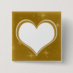 Bóton Quadrado 5.08cm Coração Dourado Personalizado