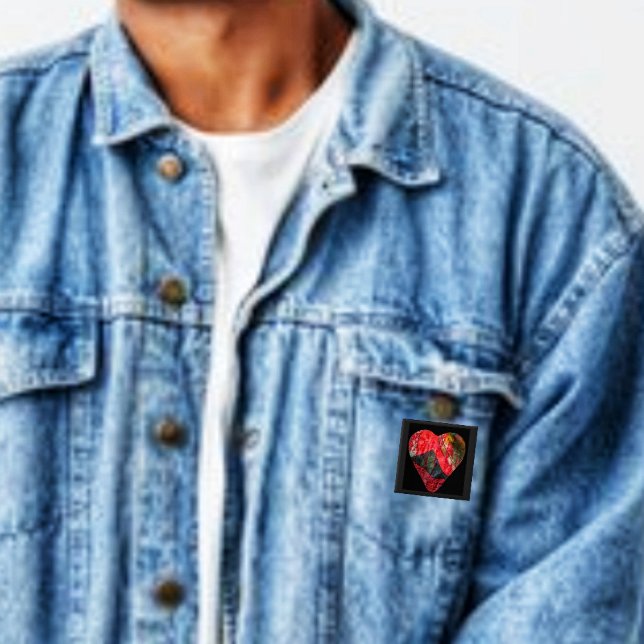 Bóton Quadrado 5.08cm Coração Irregular (This eye-catching, button expresses your love for the unique!)