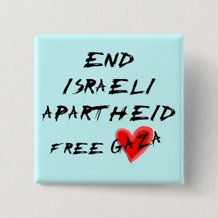 Bóton Quadrado 5.08cm Coração livre Gaza do Apartheid israelita do fim