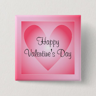 Bóton Quadrado 5.08cm Coração rosa e branco