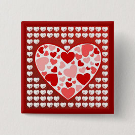 Bóton Quadrado 5.08cm Corações Adoráveis