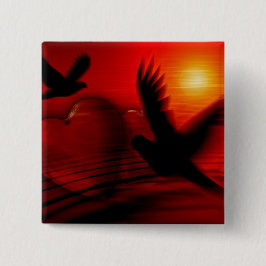 Bóton Quadrado 5.08cm Corações e Doves