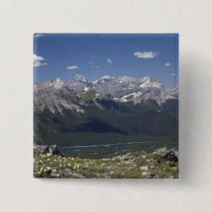 Bóton Quadrado 5.08cm Cordilheira e lago sobre de uma montanha