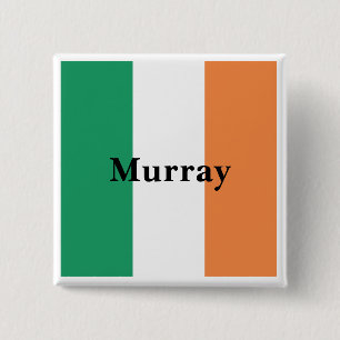Bóton Quadrado 5.08cm Cores da Bandeira da Irlanda Sobrenome Irlandês No