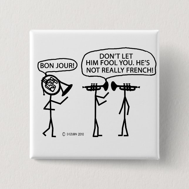 Bóton Quadrado 5.08cm Corno francês francês (Frente)