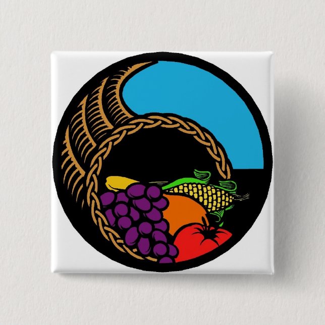 Bóton Quadrado 5.08cm Cornucopia Escura (Frente)