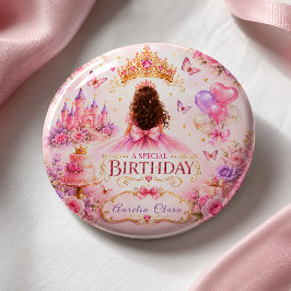 Bóton Quadrado 5.08cm Coroa de Princesa Aniversário