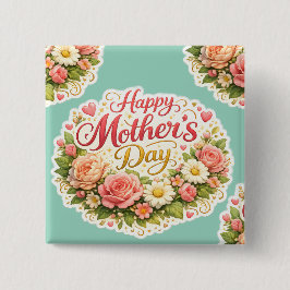 Bóton Quadrado 5.08cm Coroa floral para ficar