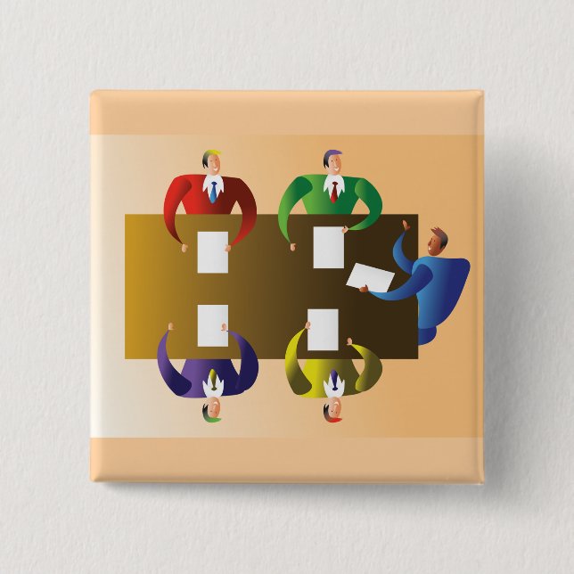 Bóton Quadrado 5.08cm Corporate Business Meeting Team Collaboration (Frente)