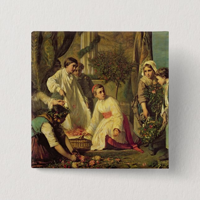 Bóton Quadrado 5.08cm Corpus Christi, 1855 (Frente)