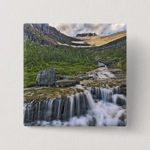 Bóton Quadrado 5.08cm Córrego em cascata, Parque Nacional Glacier,