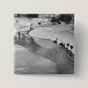 Bóton Quadrado 5.08cm Córrego no inverno B&W