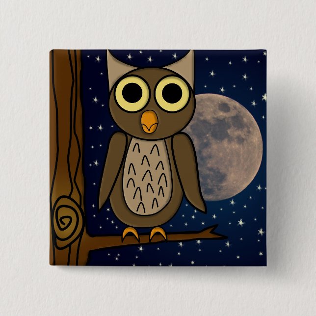 Bóton Quadrado 5.08cm coruja (Frente)
