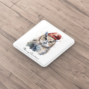 Bóton Quadrado 5.08cm Coruja de Natal, personalizável