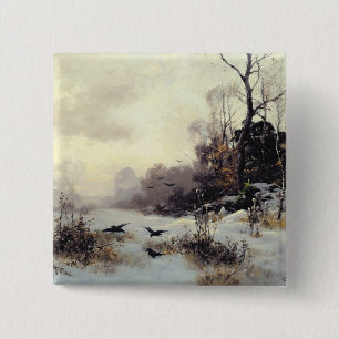 Bóton Quadrado 5.08cm Corvos em um inverno Paisagem, 1907