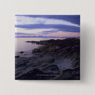 Bóton Quadrado 5.08cm Costa rochosa no por do sol em Kintyre, Argyll,