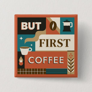 Bóton Quadrado 5.08cm Cotações Coloridas do Café