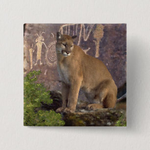 Bóton Quadrado 5.08cm Cougar e Pictografias