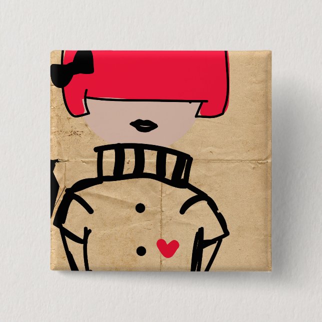 Bóton Quadrado 5.08cm Couture chique (Frente)