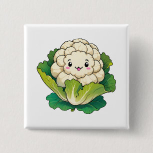 Bóton Quadrado 5.08cm Couve-flor Kawaii