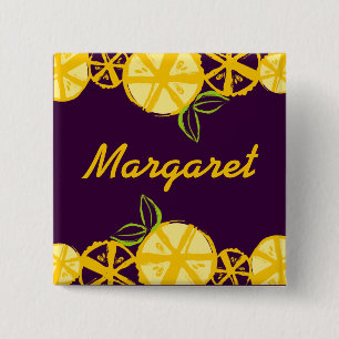 Bóton Quadrado 5.08cm cozimento feito sob encomenda da fatia do limão d