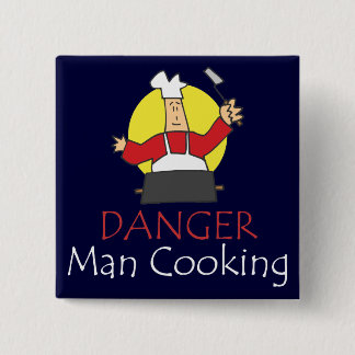 Bóton Quadrado 5.08cm Cozinhar do homem do perigo