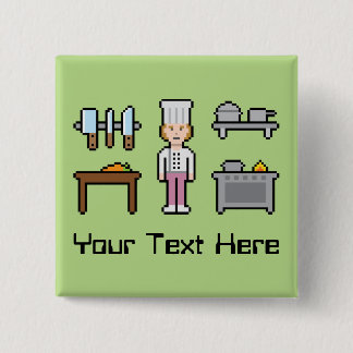 Bóton Quadrado 5.08cm Cozinheiro chefe feito sob encomenda da fêmea do
