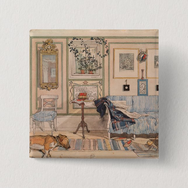Bóton Quadrado 5.08cm Cozy Corner (por Carl Larsson) (Frente)