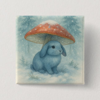 Bóton Quadrado 5.08cm Cozy Snowy Day Bunny