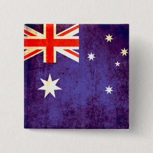 Bóton Quadrado 5.08cm Crachá australiano do botão da bandeira em branc