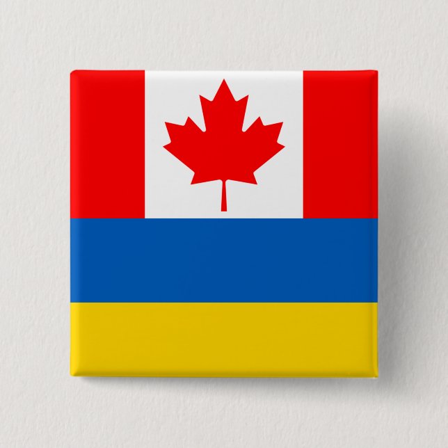 Bóton Quadrado 5.08cm Crachá Canadá Ucrânia (Frente)