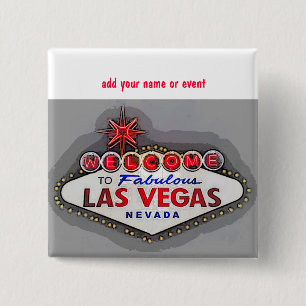 Bóton Quadrado 5.08cm Crachá conhecido de Las Vegas