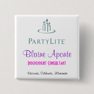 Bóton Quadrado 5.08cm Crachá conhecido de Partylite