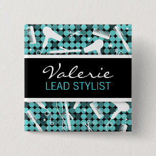 Bóton Quadrado 5.08cm Crachá conhecido do cabeleireiro Glam legal da