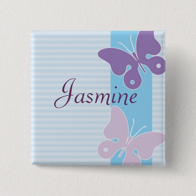 Bóton Quadrado 5.08cm Crachá conhecido personalizado - borboletas (Frente)
