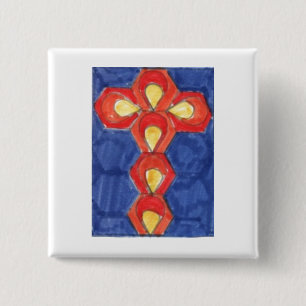 Bóton Quadrado 5.08cm Crachá Cross Motif Square