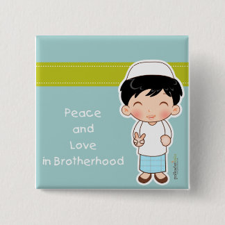 Bóton Quadrado 5.08cm Crachá da paz e do amor