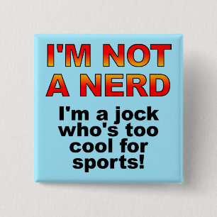 Bóton Quadrado 5.08cm Crachá de Botão Engraçado Jock Nerd