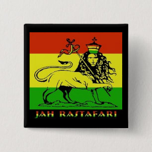 Bóton Quadrado 5.08cm Crachá de Jah Rastafari