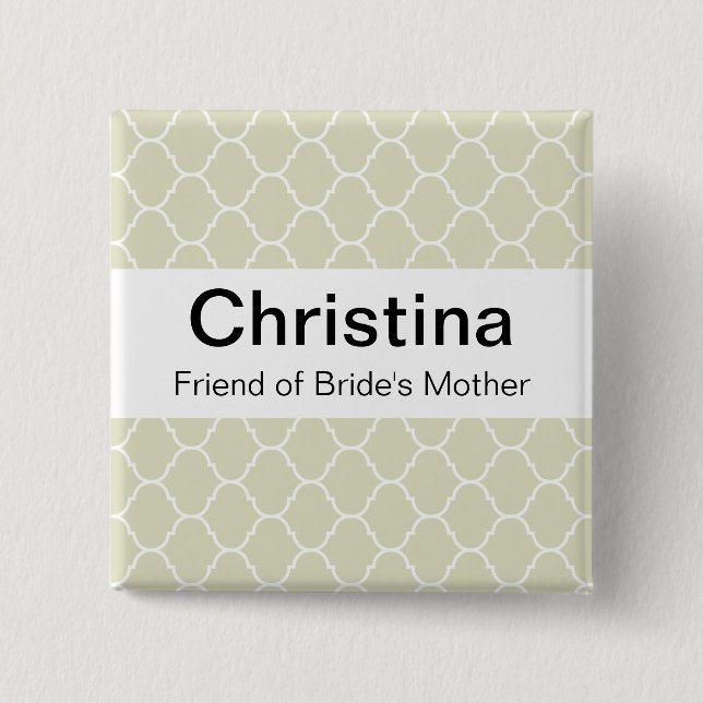 Bóton Quadrado 5.08cm Crachá do casamento (grande Sans Serif) (Frente)