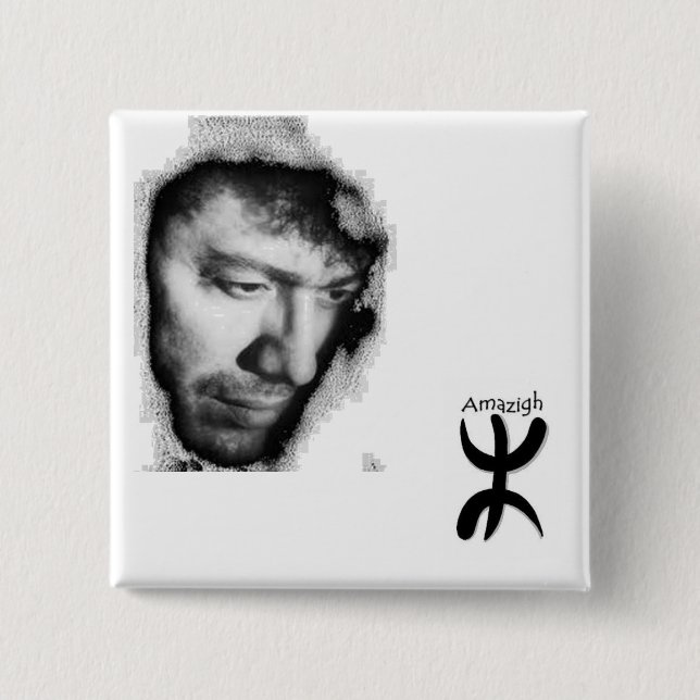Bóton Quadrado 5.08cm Crachá Matoub Lounès (Frente)