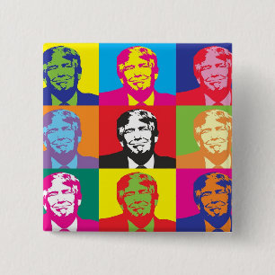 Bóton Quadrado 5.08cm Crachá TRUMP DE PIN QUADRADO DONALD