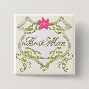 Bóton Quadrado 5.08cm Crachás de Casamento BestMan