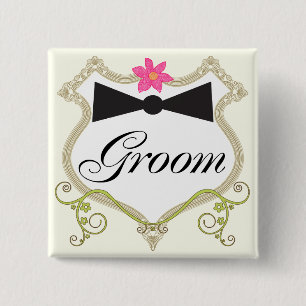 Bóton Quadrado 5.08cm Crachás de Casamento de Gravação em Arco