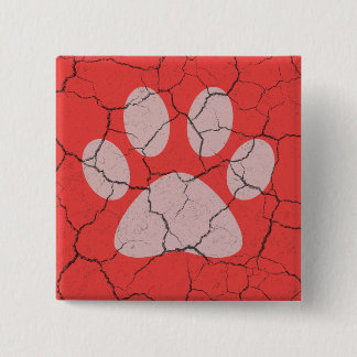 Bóton Quadrado 5.08cm Cracked Red Animal Paw Print Pinback Button