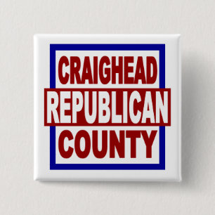 Bóton Quadrado 5.08cm Craighead County Repubican 2" x 2" botão quadrado