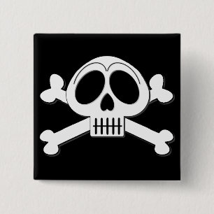 Bóton Quadrado 5.08cm Crânio bonito e Crossbones do gótico do Dia das