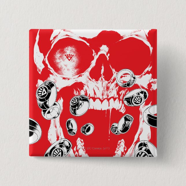 Bóton Quadrado 5.08cm Crânio e anéis - vermelho (Frente)