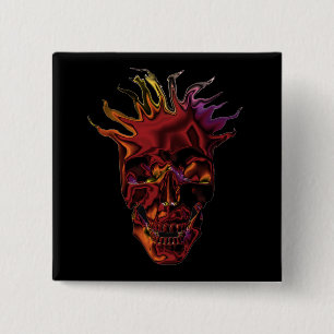 Bóton Quadrado 5.08cm crânios cromados